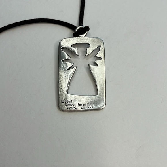 SEAGULL Pewter Angel Pendant Cord Statement Necklace - Picture 5 of 10